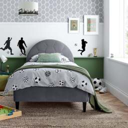 Football - Kids’ Bed - Grey - Velvet - 3ft - Happy Beds - thumbnail 1