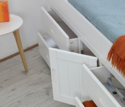 Captains - Single - High Foot-End Storage Bed - White - Wooden - 3ft - Happy Beds - thumbnail 5