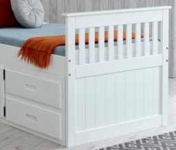 Captains - Single - High Foot-End Storage Bed - White - Wooden - 3ft - Happy Beds - thumbnail 6