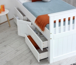 Captains - Single - High Foot-End Storage Bed - White - Wooden - 3ft - Happy Beds - thumbnail 3