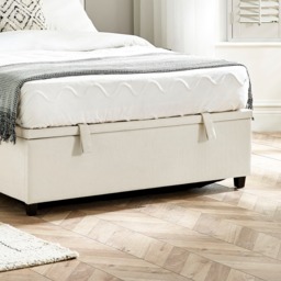 Celeste - Super King Size - Winged Ottoman Storage Bed - White/Grey- Fabric - 6ft - thumbnail 7