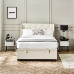 Celeste - Super King Size - Winged Ottoman Storage Bed - White/Grey- Fabric - 6ft - thumbnail 4