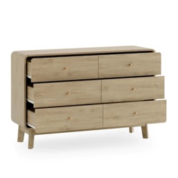 Ingrid - 6 Drawer Chest of Drawers - Light Oak - Wooden - Happy Beds - thumbnail 6