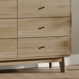 Ingrid - 6 Drawer Chest of Drawers - Light Oak - Wooden - Happy Beds - thumbnail 3
