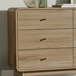 Ingrid - 6 Drawer Chest of Drawers - Light Oak - Wooden - Happy Beds - thumbnail 2