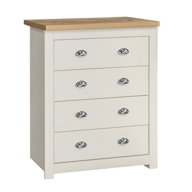 Highgate - 4 Drawer Chest - Cream/Oak - Wooden - Happy Beds - image 1
