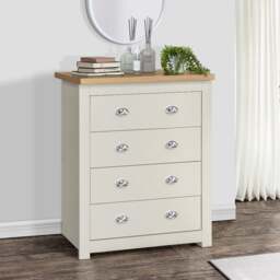 Highgate - 4 Drawer Chest - Cream/Oak - Wooden - Happy Beds - thumbnail 6