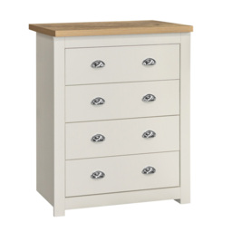 Highgate - 4 Drawer Chest - Cream/Oak - Wooden - Happy Beds - thumbnail 1