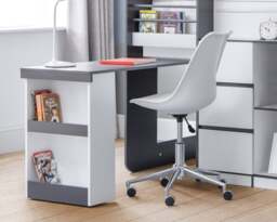 Saturn - Single - Kids Mid Sleeper Cabin Bed - Grey and White - Wood - 3ft - Happy Beds - thumbnail 4