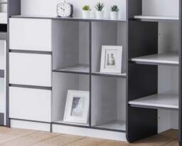 Saturn - Single - Kids Mid Sleeper Cabin Bed - Grey and White - Wood - 3ft - Happy Beds - thumbnail 5