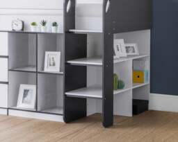 Saturn - Single - Kids Mid Sleeper Cabin Bed - Grey and White - Wood - 3ft - Happy Beds - thumbnail 6