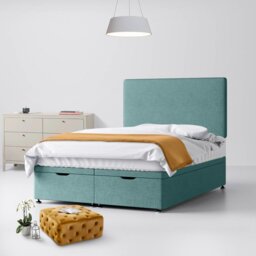 King Size - Divan Bed and Cornell Plain Headboard - Duck Egg Blue - Fabric - 5ft - Happy Beds - thumbnail 5