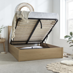 Carson - Double - Rattan Ottoman Storage Bed - Oak - Wooden - 4ft6 - Happy Beds - thumbnail 3