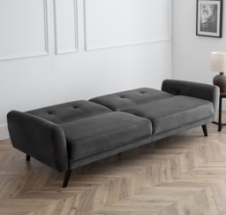 Monza - 2 Seater Sofa Bed - Grey - Velvet - Happy Beds - thumbnail 2