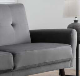 Monza - 2 Seater Sofa Bed - Grey - Velvet - Happy Beds - thumbnail 6