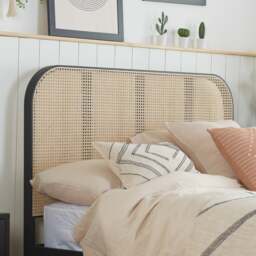Margot - Double - Low-Foot End Rattan Bed - Black - Wooden - 4ft6 - Happy Beds - thumbnail 3