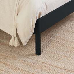Margot - Double - Low-Foot End Rattan Bed - Black - Wooden - 4ft6 - Happy Beds - thumbnail 8