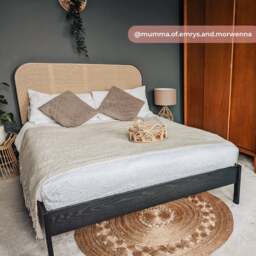 Margot - Double - Low-Foot End Rattan Bed - Black - Wooden - 4ft6 - Happy Beds - thumbnail 4
