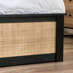 Padstow - King Size - Rattan Ottoman Storage Bed - Black - Wooden - 5ft - Happy Beds - thumbnail 6