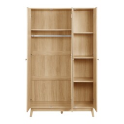 Herringford – 3 Door Mirror Wardrobe - Oak – Wooden – Happy Beds - thumbnail 7