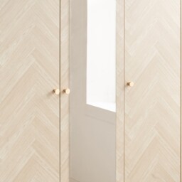 Herringford – 3 Door Mirror Wardrobe - Oak – Wooden – Happy Beds - thumbnail 2