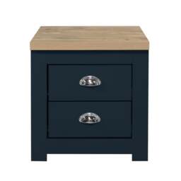 Highgate - 2 Drawer Bedside Table - Blue/Oak - Wooden - Happy Beds - thumbnail 2