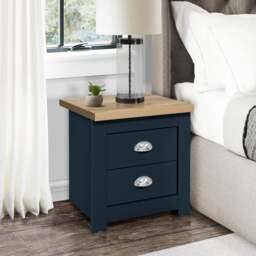 Highgate - 2 Drawer Bedside Table - Blue/Oak - Wooden - Happy Beds - thumbnail 6
