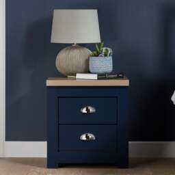 Highgate - 2 Drawer Bedside Table - Blue/Oak - Wooden - Happy Beds