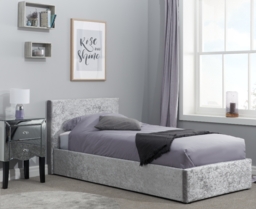 Berlin - Single - Ottoman Storage Bed - Light Grey - Crushed Velvet - Single - Happy Beds - thumbnail 3