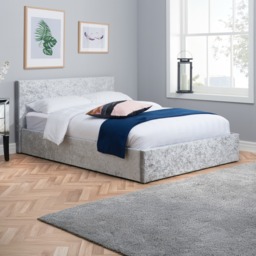 Berlin - Single - Ottoman Storage Bed - Light Grey - Crushed Velvet - Single - Happy Beds - thumbnail 1
