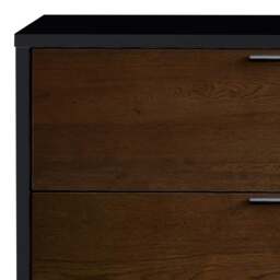 Alba – 4-Drawer Wide Chest of Drawers – Walnut and Black – Lacquered MDF - Happy Beds - thumbnail 6