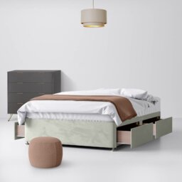 Small Single - Divan Bed - Light Grey - Velvet - 2ft6 - Happy Beds - thumbnail 3