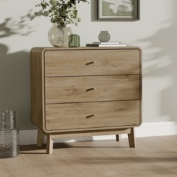 Ingrid - 3 Drawer Chest of Drawers - Light Oak - Wooden - Happy Beds - thumbnail 1