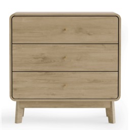 Ingrid - 3 Drawer Chest of Drawers - Light Oak - Wooden - Happy Beds - thumbnail 2