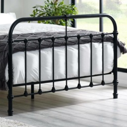 Logan - Double - High Footend Bed - Black - Metal - 4ft6 - thumbnail 4