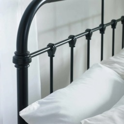 Logan - Double - High Footend Bed - Black - Metal - 4ft6 - thumbnail 3
