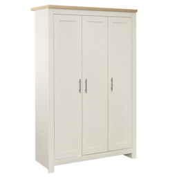 Highgate - 3 Door Wardrobe - Cream/Oak - Wooden - Happy Beds - thumbnail 1