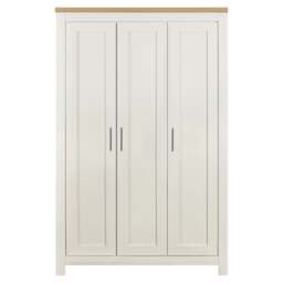 Highgate - 3 Door Wardrobe - Cream/Oak - Wooden - Happy Beds - thumbnail 2