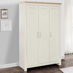 Highgate - 3 Door Wardrobe - Cream/Oak - Wooden - Happy Beds - thumbnail 5