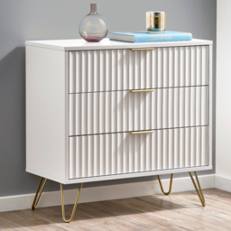 Murano - 3 Drawer Chest - White - Wooden - Happy Beds - thumbnail 2
