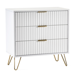 Murano - 3 Drawer Chest - White - Wooden - Happy Beds - thumbnail 1