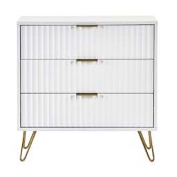 Murano - 3 Drawer Chest - White - Wooden - Happy Beds - thumbnail 4