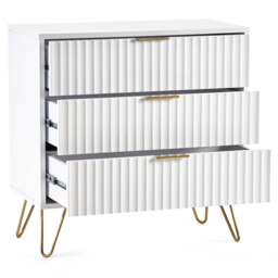 Murano - 3 Drawer Chest - White - Wooden - Happy Beds - thumbnail 3