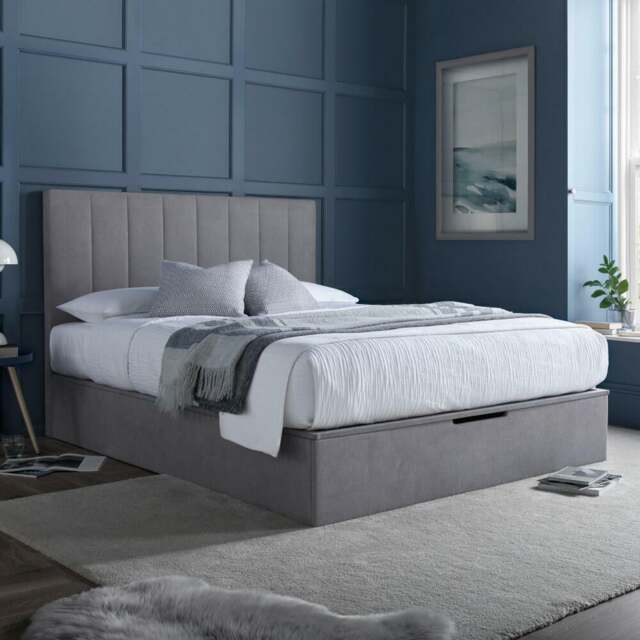 Lincoln Connect - Super King Size - Ottoman Storage Bed - Grey - Fabric - 6ft - Happy Beds