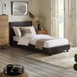 Rialto - Single - Low Foot-End Bed - Brown - Faux Leather - 3ft - thumbnail 2