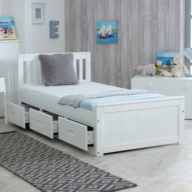 Mission - Small Double - Storage Bed - White - Wood - 4ft - Happy Beds - image 1