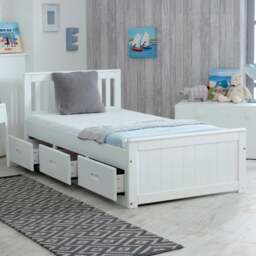 Mission - Small Double - Storage Bed - White - Wood - 4ft - Happy Beds - thumbnail 1