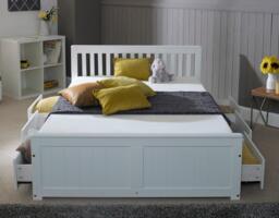 Mission - Small Double - Storage Bed - White - Wood - 4ft - Happy Beds - thumbnail 4