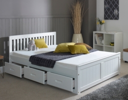 Mission - Small Double - Storage Bed - White - Wood - 4ft - Happy Beds - thumbnail 2