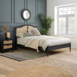 Leonie - King Size - Rattan Bed - Black - Wooden - 5ft - Happy Beds